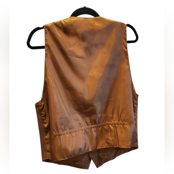 Vintage The Dual Control Suede Leather Button Vest Brown Size Medium - Picture 2 of 7